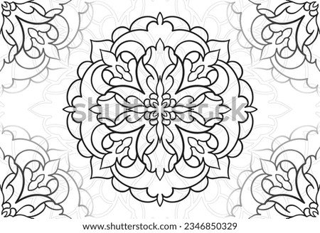 mandala decorative element ornamental composition ornament freehand drawing pattern print line design postcard background medallion outline decoration gothic style floral