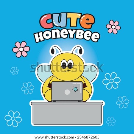 cute honeybee, Honeybee friends with various facial expressions, Characters, vectors, worker bees, facial expression changes and labor of office workers are expressed as worker bees