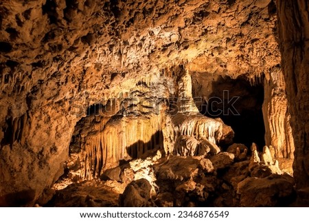 Beautiful scenic view of an underground cavern Royalty-Free Stock Photo #2346876549