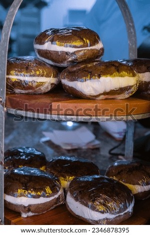 Whoopie pies for sale in retail store or restaurant. They are the official dessert of the state of Maine.