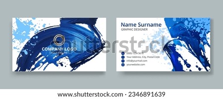 Business Card template design with abstract oil paint brush strokes. Modern card for luxury presentation of simple Corporate identity concept. Set of elegant brand vector cards with Clipping mask.