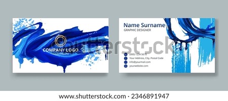 Business Card template design with abstract oil paint brush strokes. Modern card for luxury presentation of simple Corporate identity concept. Set of elegant brand vector cards with Clipping mask.