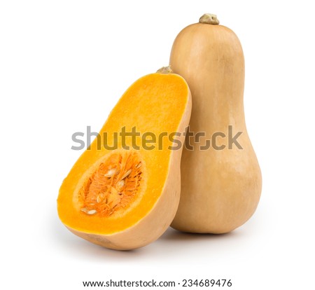 Fresh butternut squash isolated on a white background Royalty-Free Stock Photo #234689476