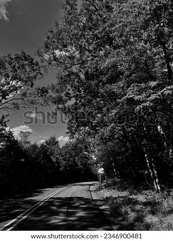 Black and white picture of a winding mountain road