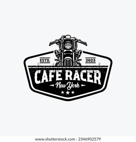 Cafe Racer New York Emblem Badge Logo Vector Isolated in White Background. Best for Motorbike Garage and Mechanic Logo