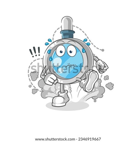 the magnifying glass running illustration. character vector