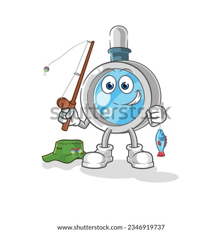 the magnifying glass fisherman illustration. character vector