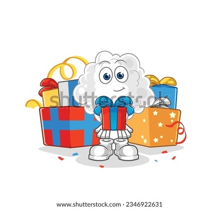 the cloud give gifts mascot. cartoon vector