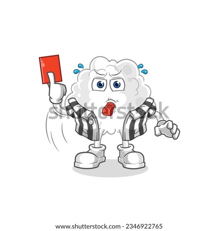 the cloud referee with red card illustration. character vector