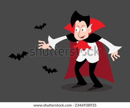 Dracula . Halloween cartoon characters . Vector .