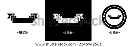 Ribbon logo set. Collection of black and white logos. Stock vector.