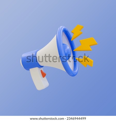 3d minimal promotion anoucement. business marketing concept. business advertisement. megaphones with lightning icon. 3d illustration. clipping path included.