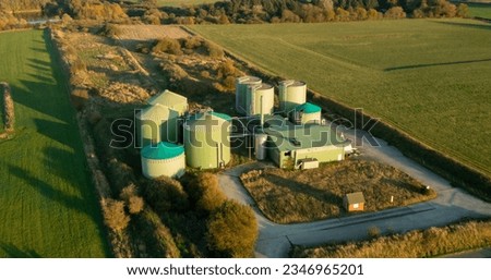 Decommissioning of a biogas plant taken from the air perspective with a drone Royalty-Free Stock Photo #2346965201