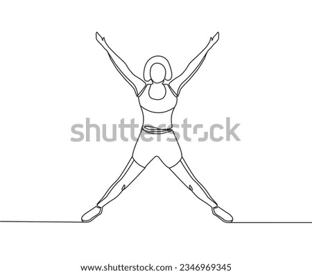 star jump Line Drawing, star jump one line art, star jump exercise, Continuous one line drawing, work out clip art,  workout fitness, outline exercise clipart isolated on white background