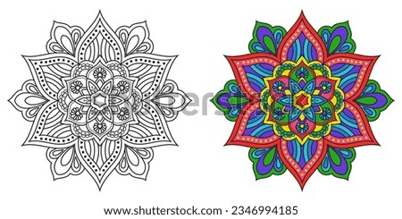 abstract mandala floral ornament,colourful modern mandala design ,mandala Line Illustration