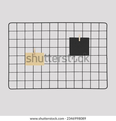 Wire grid with notes white background isolated  property of product photo flatlay