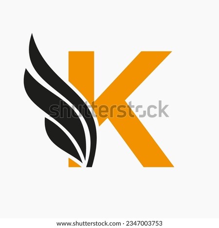 Wing Logo On Letter K For Freight and Transportation Symbol. Wing Logotype Template