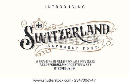 Vintage Victorian typeface decorative Font Royalty-Free Stock Photo #2347006947
