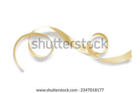 Golden satin ribbon isolated on white background