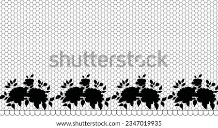Black and white textile pattern,silhouette vector illustration
