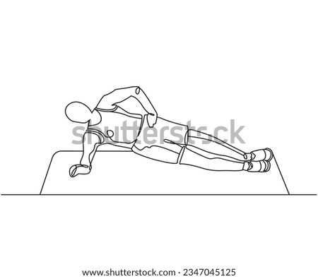 Right side plank Line Drawing, side plank one line art, Right side plank exercise, Continuous one line drawing, work out clip art,  workout fitness, Outline exercise clipart