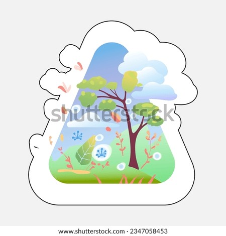 Seasons, nature in different periods. summer. Vector illustration, sticker, concept of change of seasons. Banner.