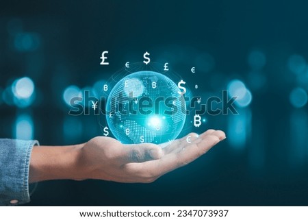 Currency exchange concepts, central bank online, global currency exchange and interbank payments. Royalty-Free Stock Photo #2347073937