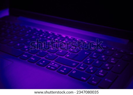 laptop keyboard with violet color,soft focus picture  Vintage concept