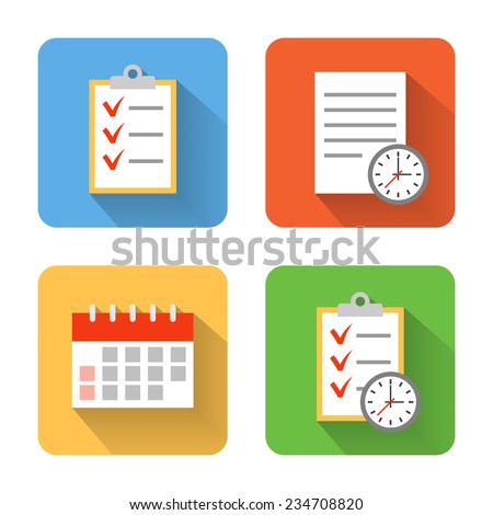 Flat schedule icons. Vector illustration