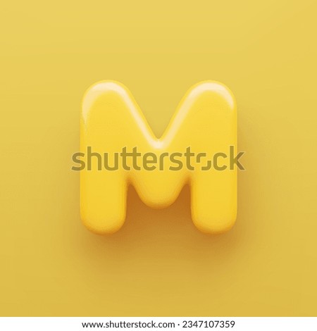 3D Yellow letter M with a glossy surface on a yellow background . Royalty-Free Stock Photo #2347107359