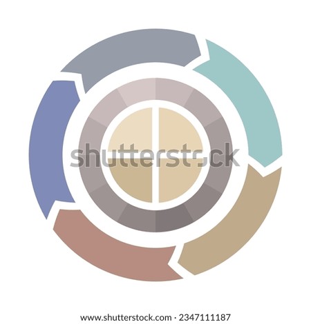 Circle vector diagram infographic. Rotation round cycle scheme. Process template isolated on white background. Radial bar infographic chart design. Circular color shapes. Vector illustration.