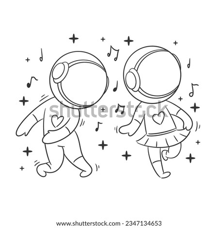 Astronaut is dancing with his friend for coloring