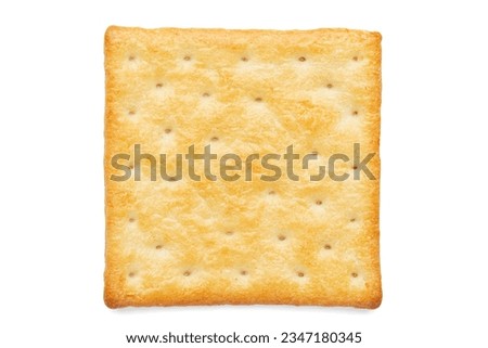 Single Salty Cracker Isolated on White Background, Top View Royalty-Free Stock Photo #2347180345