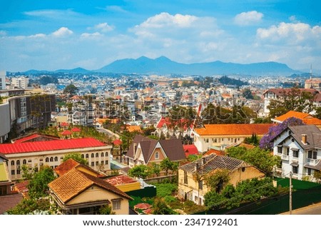 Dalat or Da Lat city aerial panoramic view in Vietnam Royalty-Free Stock Photo #2347192401