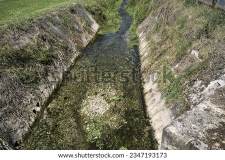 Artificial  trench between fields in the italian countryside