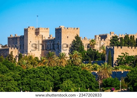 Rhodes old town aerial panoramic view in Rhodes island in Greece Royalty-Free Stock Photo #2347202833