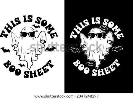 This is some boo sheet, ghost halloween doodle, Cool ghost, Halloween t shirt design.  Royalty-Free Stock Photo #2347248299