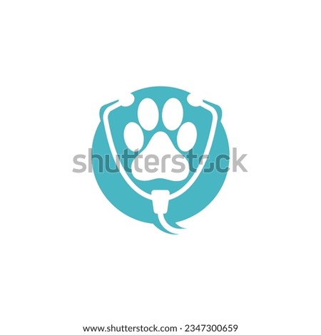 An unique paw logo with stethoscope. Suitable for veterinary or any animal health care related products or services.
