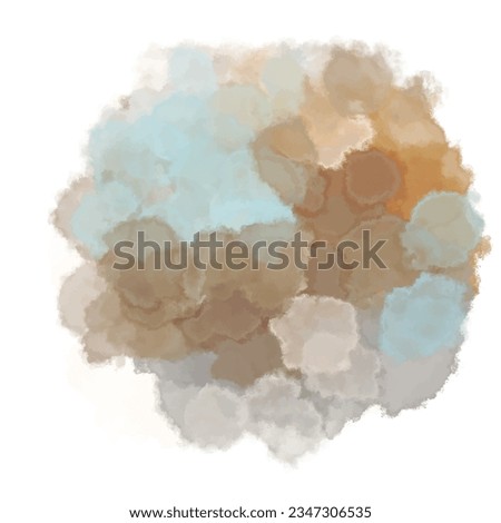 Set of abstract blue and brown watercolor water splash on a white background. Vector watercolour texture in salad color. Ink paint brush stain. beige splatters spot. Watercolor pastel splash