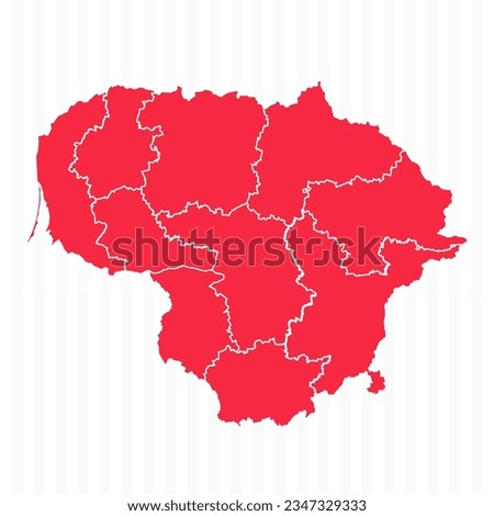 States Map of Lithuania With Detailed Borders, can be used for business designs, presentation designs or any suitable designs.