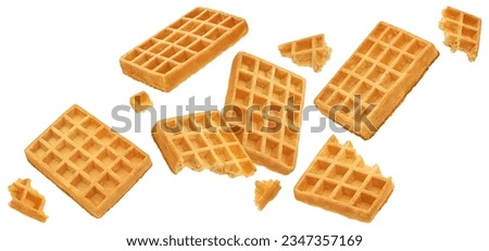 Belgian waffles isolated on white background, full depth of field Royalty-Free Stock Photo #2347357169