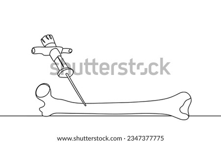 Bone marrow puncture from a human femur. Bone needle. World Marrow Donor Day. One line drawing for different uses. Vector illustration. Royalty-Free Stock Photo #2347377775