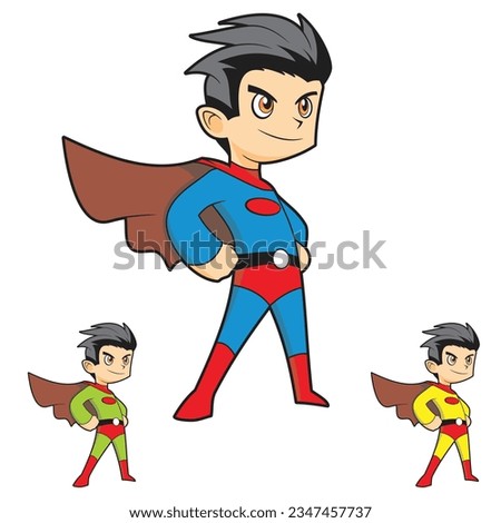 kid superhero cartoon vector illustration