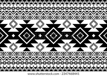 Mono Geometric Native ethnic pattern in Native Aztec style. Figure tribal embroidery,Indian,Scandinavian,Native American,Gypsy,Mexican,folk pattern. for fabric,carpet,wallpaper,ceramics,rugs,Batik. Royalty-Free Stock Photo #2347468441