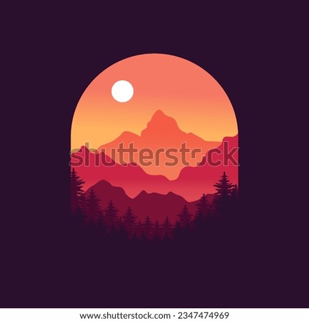 illustration of vintage mountain outdoor camp badge. camping outdoor adventure emblem. mountain and forest