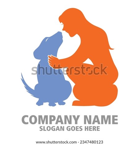 person with dog logo icon template