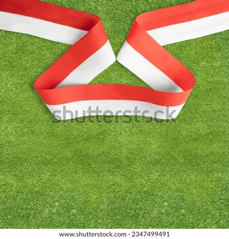 Ribbon with the red and white color of the Indonesian flag. Indonesian independence day