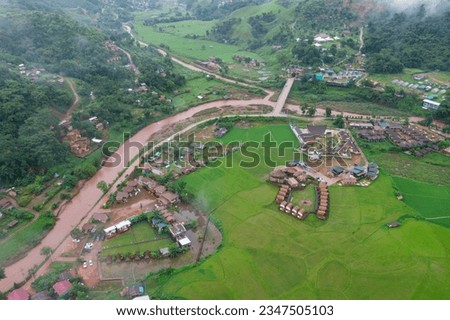 Aerial view of Ban Sapan village, Peaceful little village in Nan