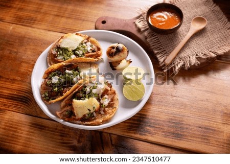 Tacos al pastor. Also known as Tacos de Trompo, they are the most popular type of street tacos in Mexico, commonly made with pork and beef marinated with achiote.