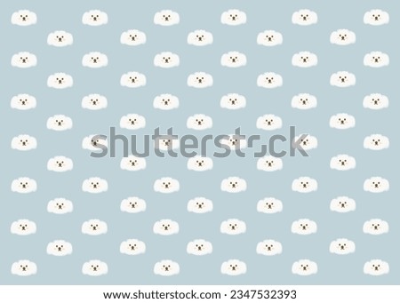 Aesthetic white abstract cartoon cute puppy illustration wallpaper. Pastel blue background. Suitable for use as wallpaper, interiors, wrapping paper, banners and covers
